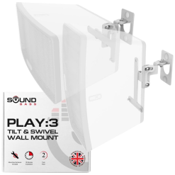 PLAY:3 Wall Mount Bracket, Tilt & Swivel, White - Twin Pack